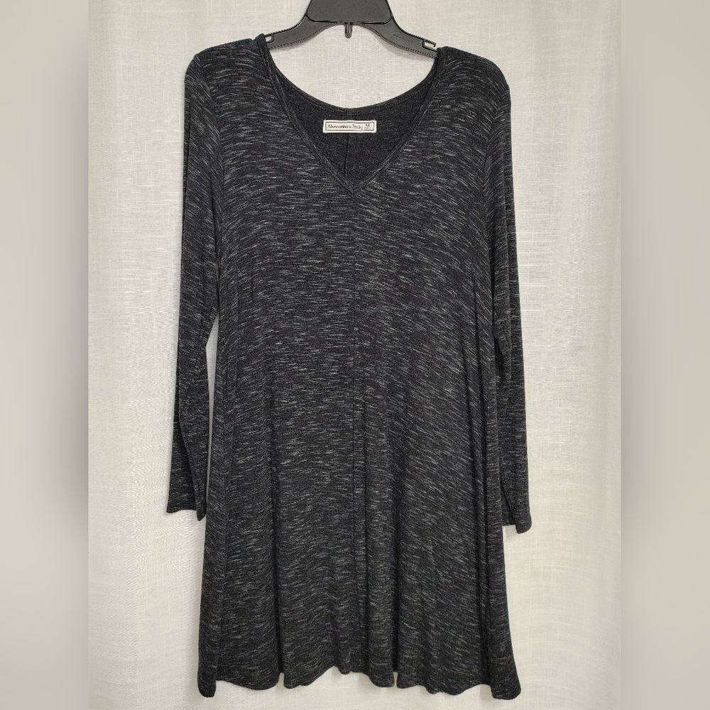 Abercrombie & Fitch Black/Gray Long Polyester Blend Dress-Size: Medium